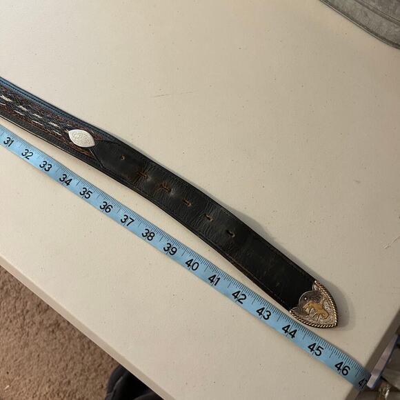 Vintage 90s Genuine Leather USA Made Studded Weaved Woven Size L - Picture 8 of 16